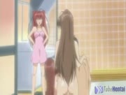 girls in the bathroom teasing a guy